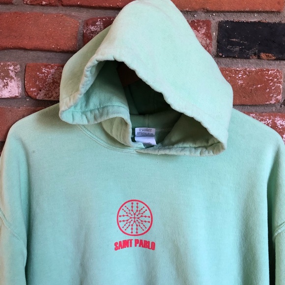 SOLD Kanye West Saint Pablo Tour Merch Mint Hoodie - Picture 3 of 11